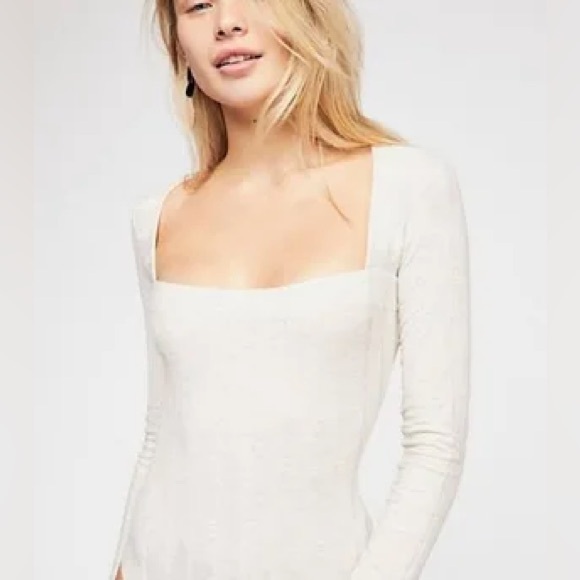 FREE PEOPLE RIBBED SQUARE NECK BODYSUIT - Picture 11 of 11